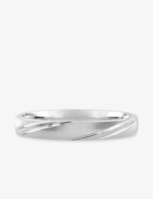 Alliance 3 mm en or blanc 750 ‰, détails fantaisie - Mariage