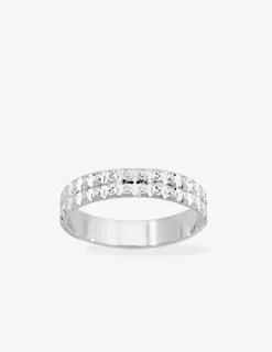 Alliance 4 mm en or blanc 750 ‰, détails fantaisie - Mariage