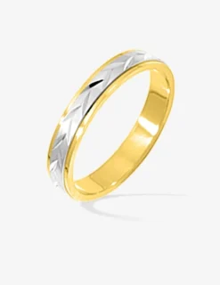 Alliance bicolore ciselée or 375‰ 4 mm - Mariage