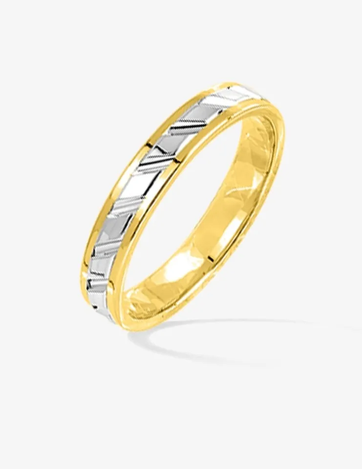 Alliance bicolore ciselée 3,5 mm or 375‰ jaune et blanc SO OR