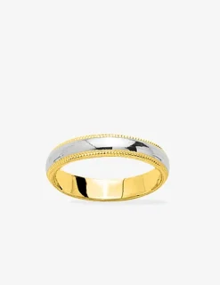 Alliance bicolore liseré perlé or 750‰ 4 mm SO OR
