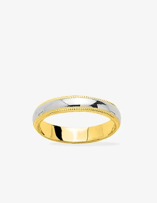 Alliance bicolore liseré perlé or 750‰ 4 mm SO OR