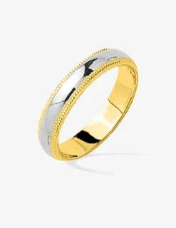 Alliance bicolore liseré perlé or 750‰ 4 mm SO OR