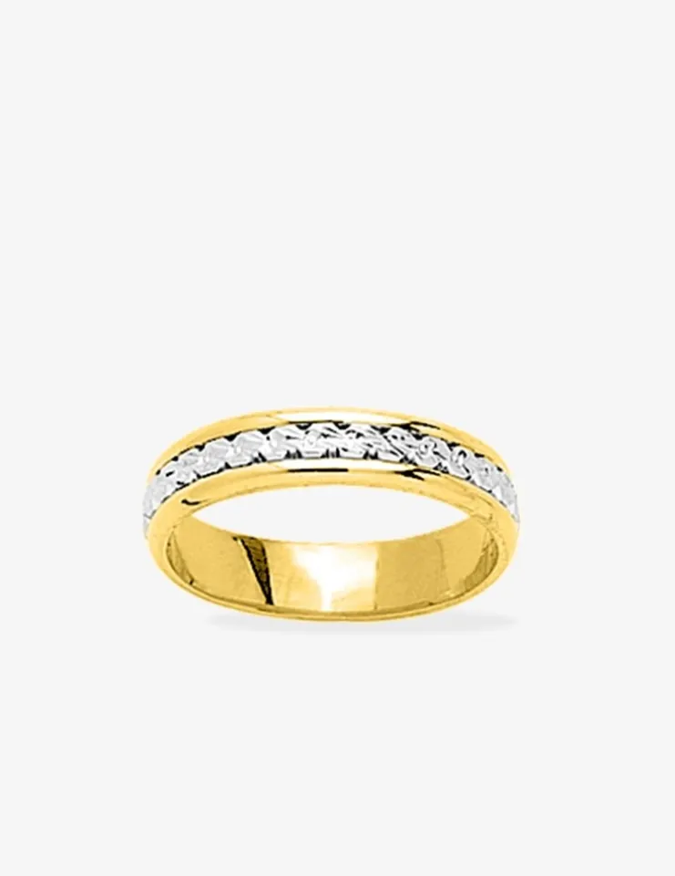 Alliance bicolore motifs triangulaires or 750‰ 4,5 mm - Mariage
