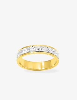 Alliance bicolore motifs perlés or 375‰ 4,5 mm - Mariage