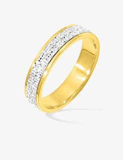 Alliance bicolore motifs perlés or 375‰ 4,5 mm - Mariage