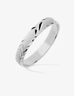 Alliance ciselée 3 mm argent 925‰ rhodié - Mariage