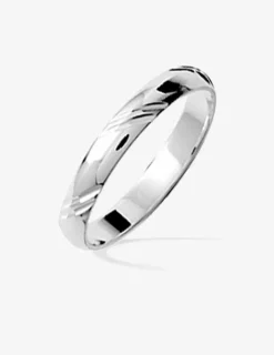 Alliance ciselée demi-jonc argent rhodié 925 ‰ 3 mm SO OR