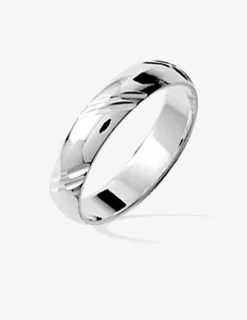 Alliance ciselée demi-jonc argent rhodié 925 ‰ 4 mm SO OR