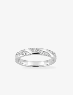 Alliance contemporaine en or blanc 750 ‰, 14 diamants 0,18 ct SO OR