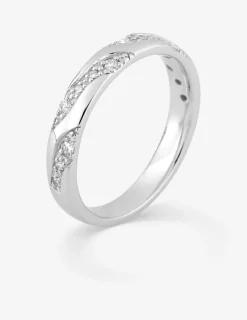 Alliance contemporaine en or blanc 750 ‰, 14 diamants 0,18 ct SO OR