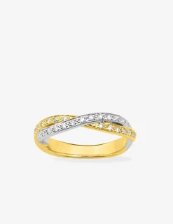Alliance croisée en or bicolore 750 ‰, 27 diamants 0,24 ct - Mariage