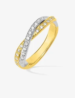 Alliance croisée en or bicolore 750 ‰, 27 diamants 0,24 ct - Mariage