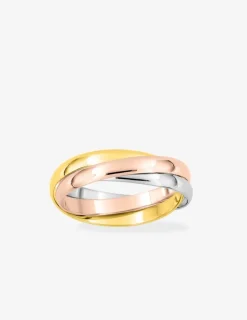 Alliance demi-jonc 2,5 mm en or tricolore 750 ‰, triples anneaux - Mariage