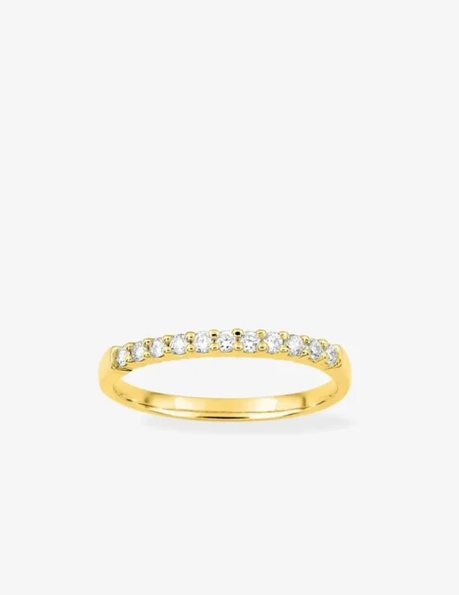 Alliance demi-tour classique en or jaune 750 ‰, diamants 0,20 ct - Mariage