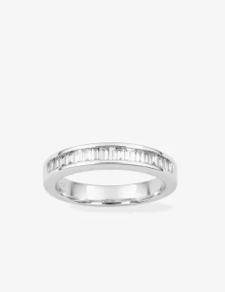 Alliance demi-tour en or blanc 750 ‰, diamants 0,50 ct taillés baguette SO OR