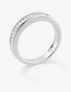 Alliance demi-tour en or blanc 750 ‰, diamants 0,50 ct taillés baguette SO OR