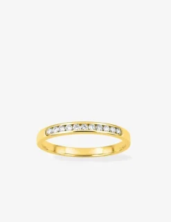 Alliance demi-tour en or jaune 750 ‰, diamants 0,15 ct - Mariage