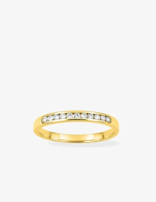 Alliance demi-tour en or jaune 750 ‰, diamants 0,15 ct - Mariage