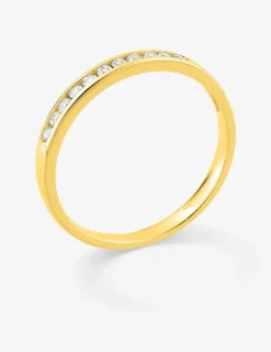 Alliance demi-tour en or jaune 750 ‰, diamants 0,15 ct - Mariage