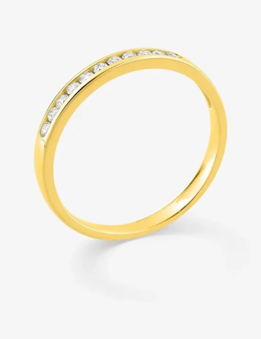 Alliance demi-tour en or jaune 750 ‰, diamants 0,15 ct - Mariage