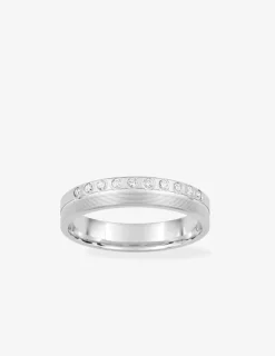 Alliance demi-tour fantaisie en or blanc 750 ‰, diamants 0,10 ct - Mariage