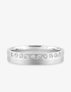 Alliance demi-tour fantaisie en or blanc 750 ‰, diamants 0,10 ct - Mariage