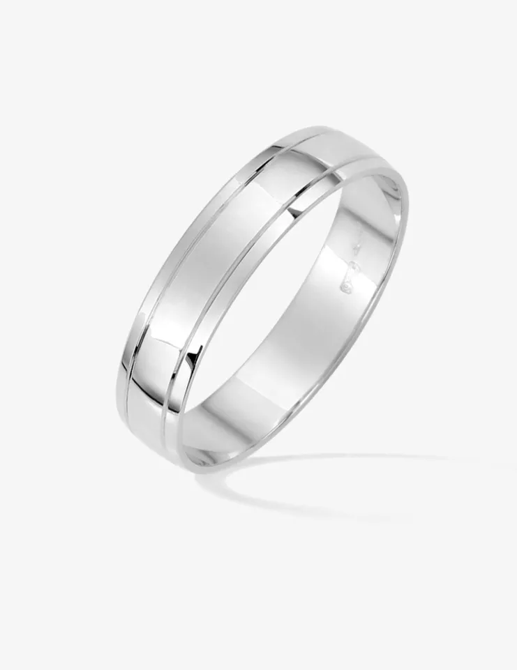 Alliance double rainure argent rhodié 925 ‰ 3 mm SO OR