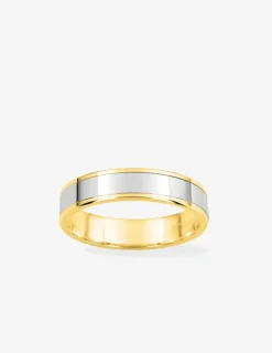 Alliance fantaisie 4,5 mm en or jaune et blanc 750 ‰ - Mariage