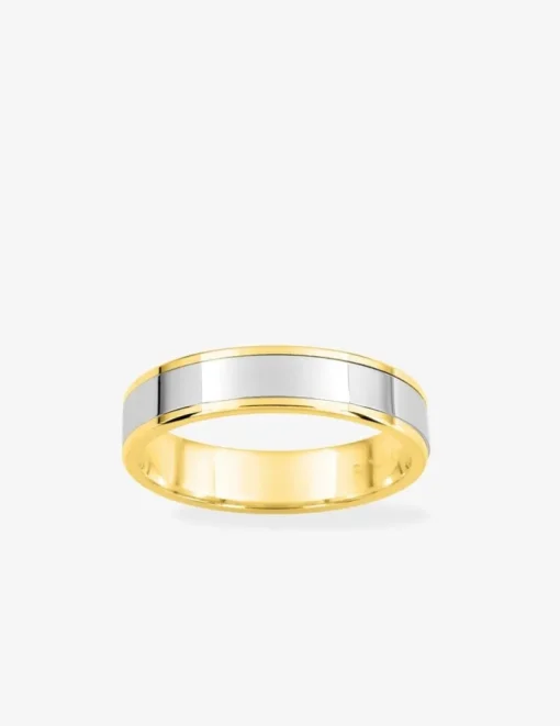Alliance fantaisie 4,5 mm en or jaune et blanc 750 ‰ - Mariage