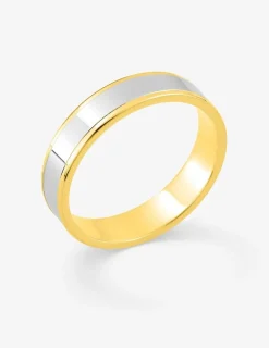 Alliance fantaisie 4,5 mm en or jaune et blanc 750 ‰ - Mariage