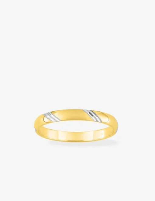 Alliance fantaisie 2,5 mm en or jaune 750 ‰ et rhodium - Mariage