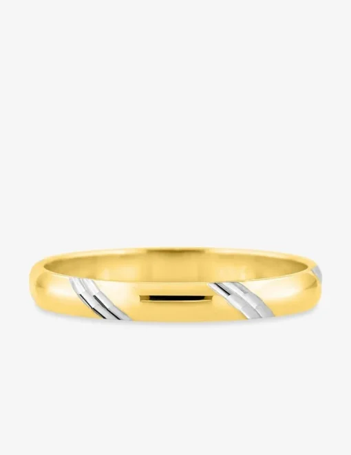 Alliance fantaisie 2,5 mm en or jaune 750 ‰ et rhodium - Mariage