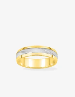 Alliance fantaisie 4,5 mm en or jaune et blanc 750 ‰ - Mariage