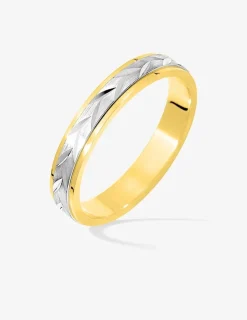 Alliance fantaisie 4 mm en or bicolore 750 ‰ - Mariage
