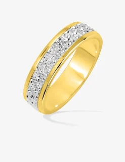 Alliance fantaisie 5 mm en or jaune et blanc 750 ‰ - Mariage