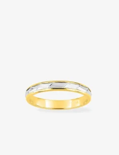 Alliance fantaisie 3 mm en or jaune et blanc 750 ‰ - Mariage