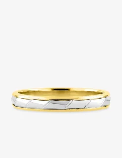 Alliance fantaisie 3 mm en or jaune et blanc 750 ‰ - Mariage