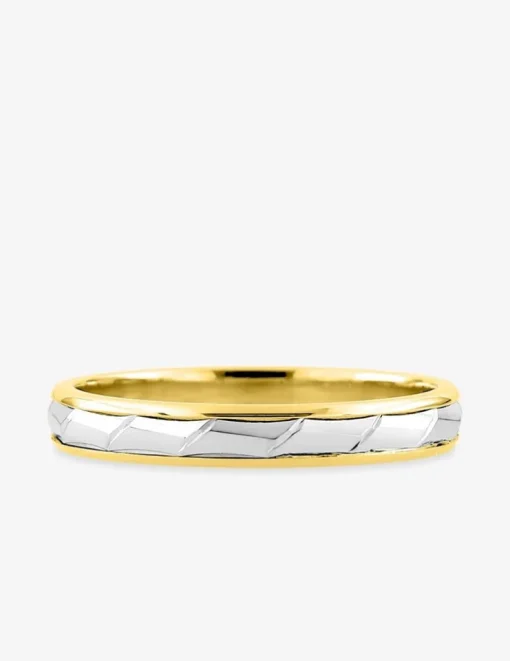 Alliance fantaisie 3 mm en or jaune et blanc 750 ‰ - Mariage