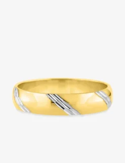 Alliance fantaisie 4 mm en or bicolore 750 ‰ et rhodium - Mariage