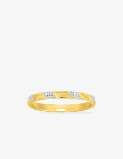 Alliance fantaisie 2 mm en or jaune 750 ‰, détails rhodium - Mariage
