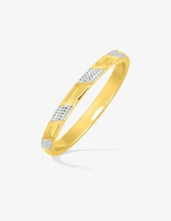 Alliance fantaisie 2 mm en or jaune 750 ‰, détails rhodium - Mariage