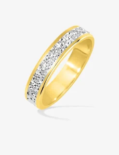 Alliance fantaisie en or jaune et blanc 750 ‰ 4mm - Mariage