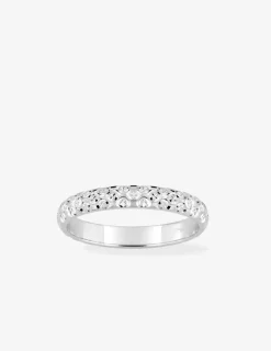 Alliance fantaisie en or blanc 750 ‰, motifs ciselés SO OR