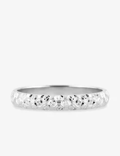 Alliance fantaisie en or blanc 750 ‰, motifs ciselés SO OR