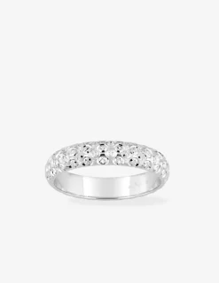 Alliance fantaisie en or blanc 750 ‰, motifs ciselés SO OR