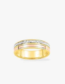Alliance fantaisie en or tricolore 750 ‰ - Mariage