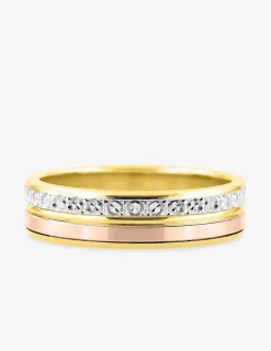 Alliance fantaisie en or tricolore 750 ‰ - Mariage