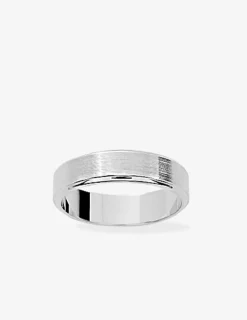 Alliance fantaisie or blanc 750 ‰ ruban arrondi - Mariage