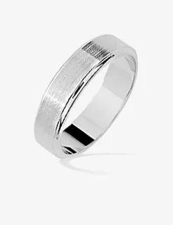 Alliance fantaisie or blanc 750 ‰ ruban arrondi - Mariage